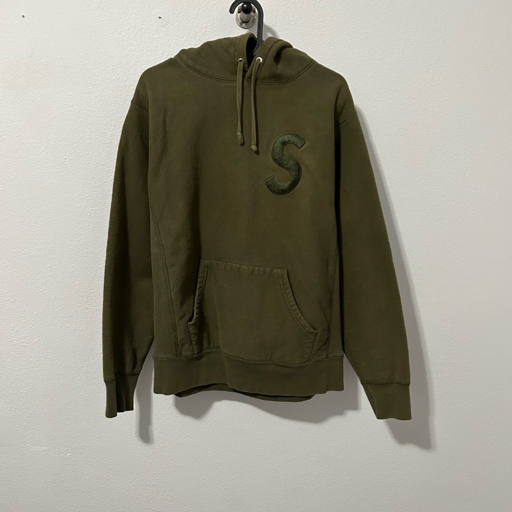 Supreme S Logo Hoodie Size Small Olive